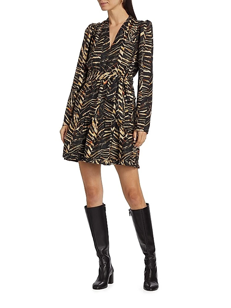 Velma Cotton-Silk Twill Wrap Minidress
