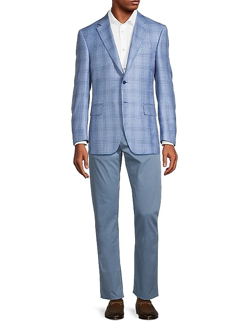 Siena Plaid Wool & Silk-Blend Two-Button Sport Coat