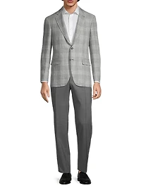 Kei Plaid Linen & Wool Two-Button Sport Coat