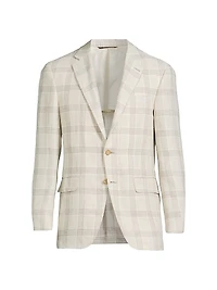 Kei Plaid Linen & Wool-Blend Two-Button Sport Coat