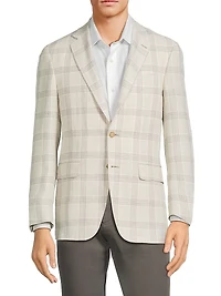 Kei Plaid Linen & Wool-Blend Two-Button Sport Coat