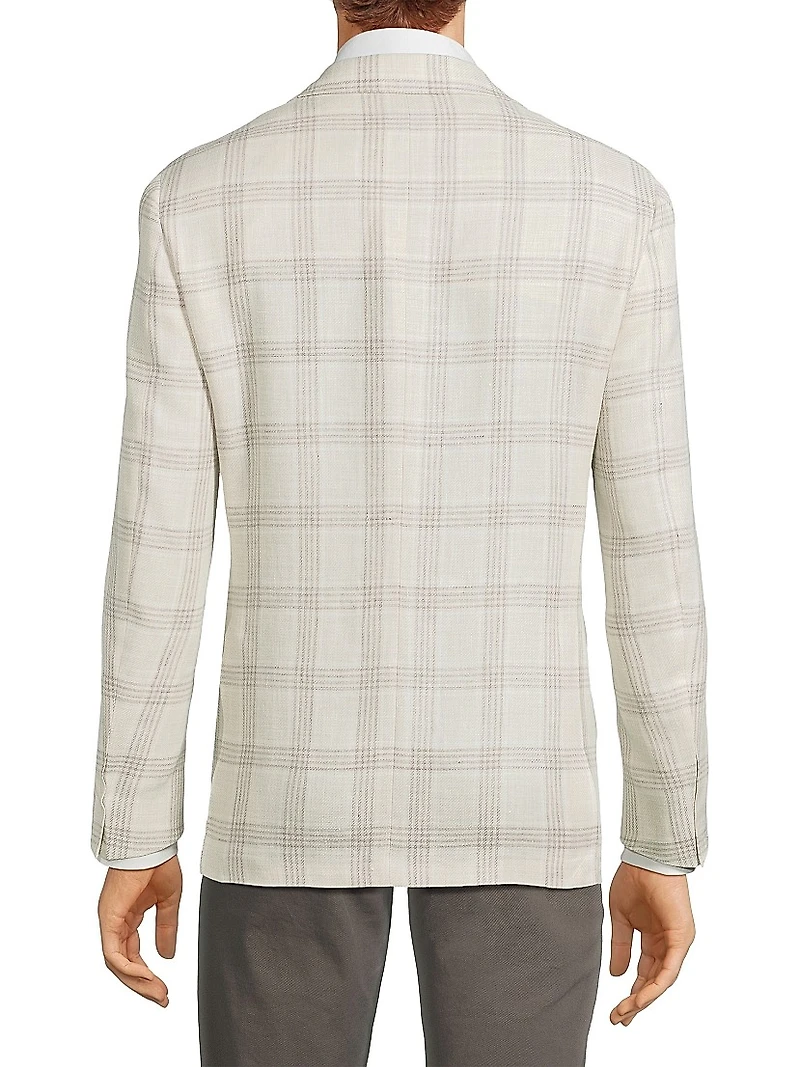 Kei Plaid Linen & Wool-Blend Two-Button Sport Coat