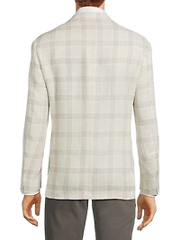Kei Plaid Linen & Wool-Blend Two-Button Sport Coat