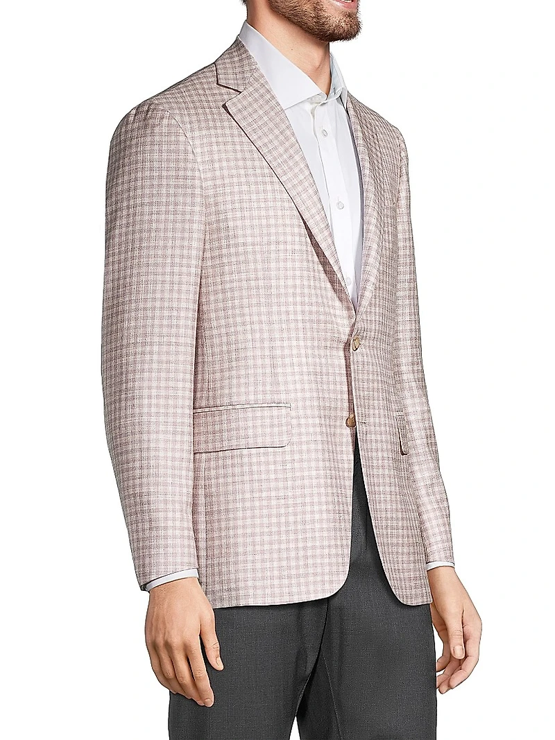 Kei Checked Wool & Silk Two-Button Sport Coat