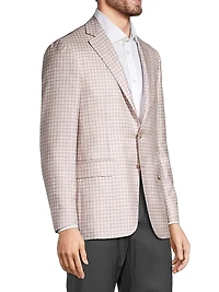 Kei Checked Wool & Silk Two-Button Sport Coat