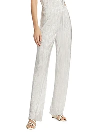 Rowan Plissé Straight-Leg Pants