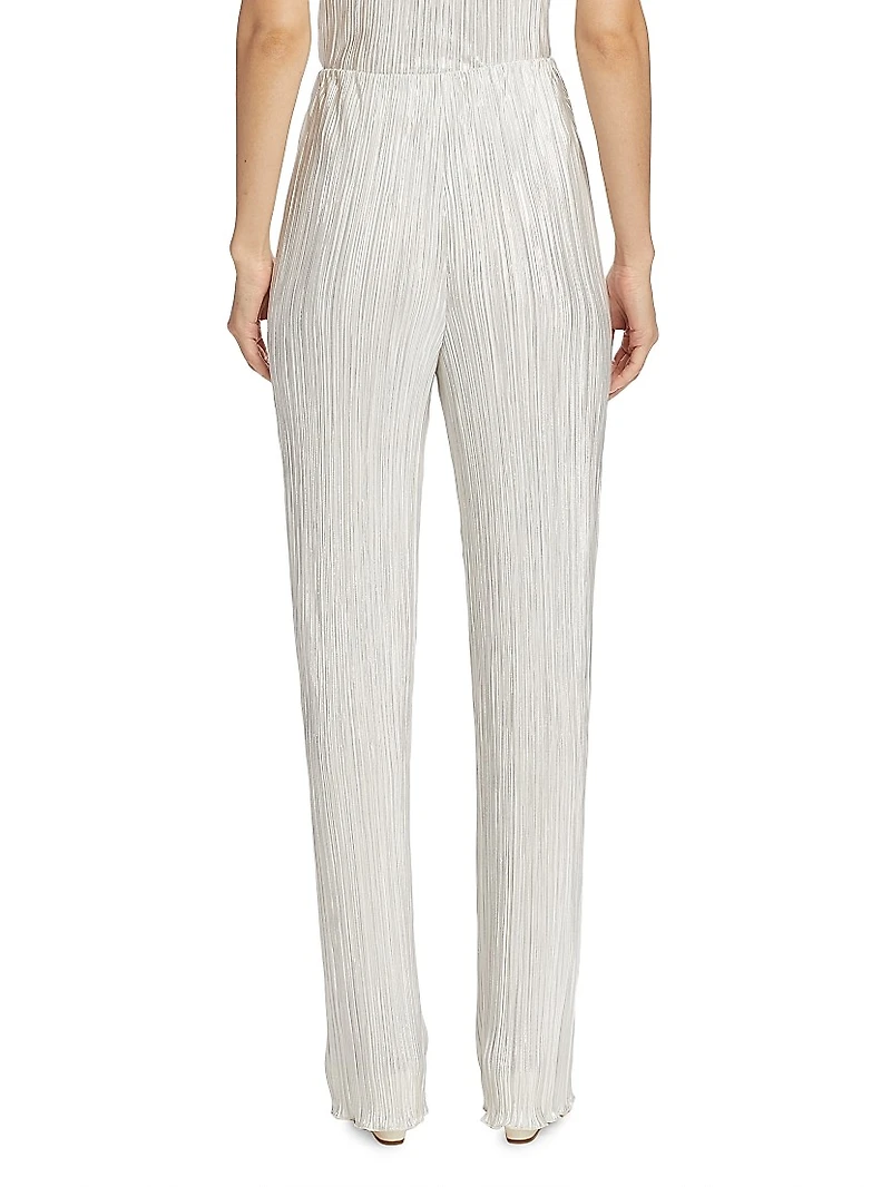 Rowan Plissé Straight-Leg Pants