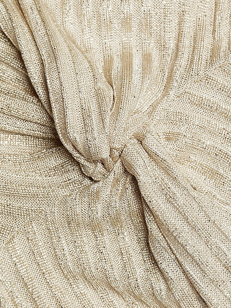 Sierra Metallic Rib-Knit Knotted Maxi Dress