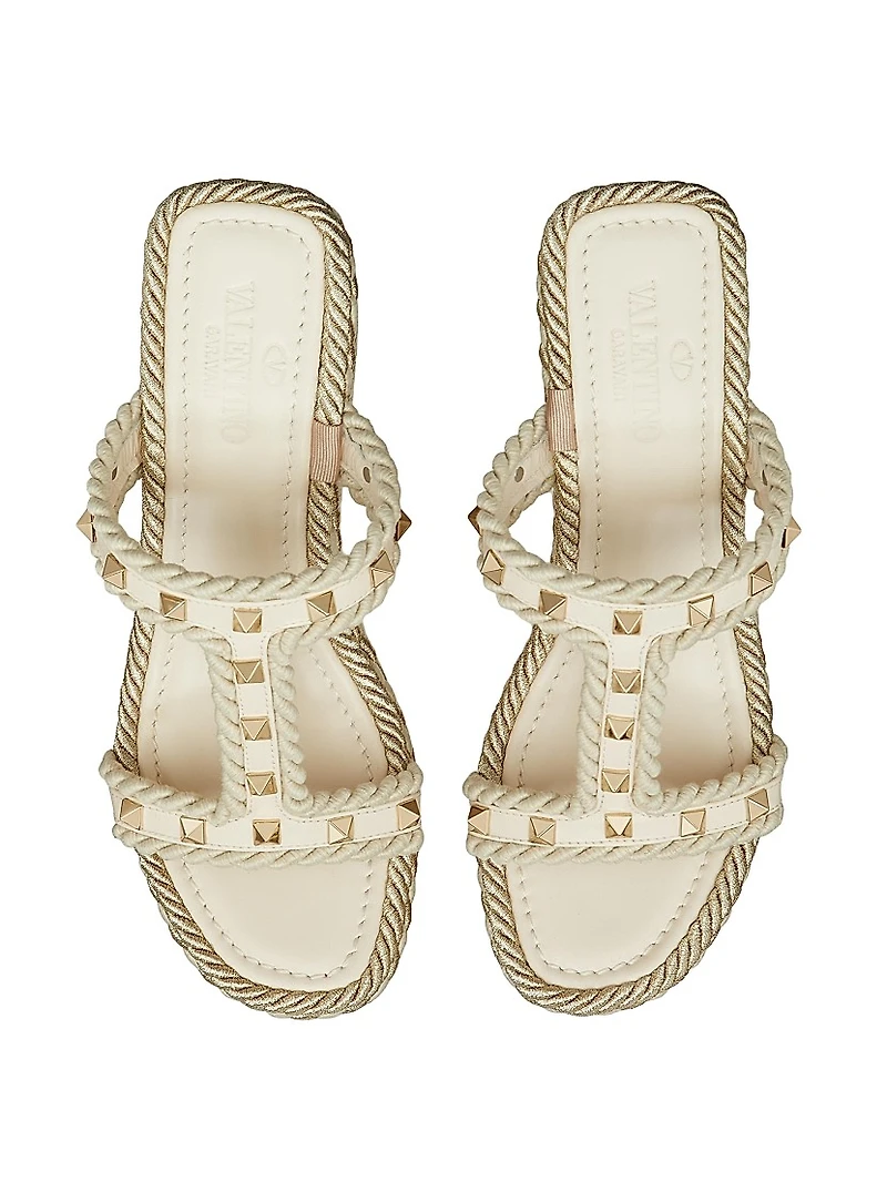 Rockstud Wedges Calfskin