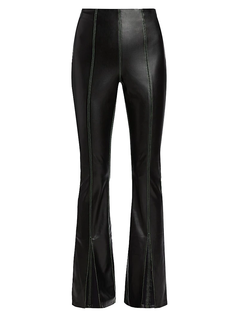 Iver Faux-Leather Boot-Cut Pants