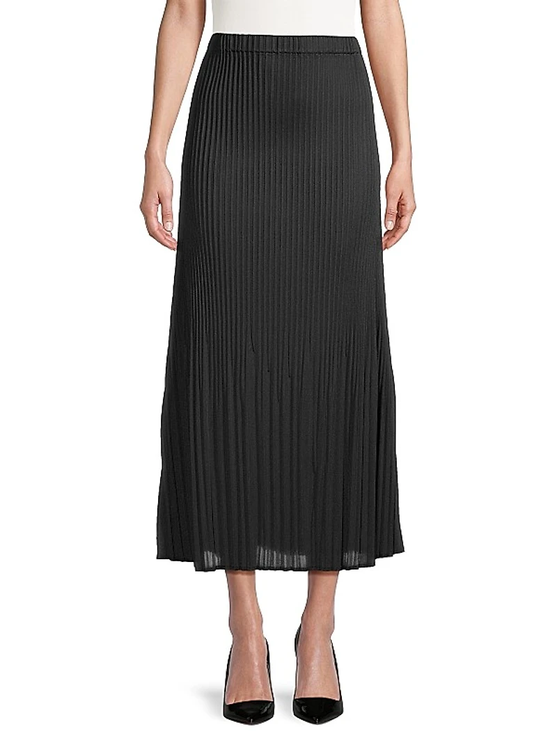 Pleated Crepe De Chine Maxi Skirt