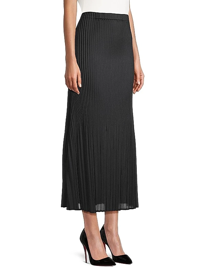 Pleated Crepe De Chine Maxi Skirt