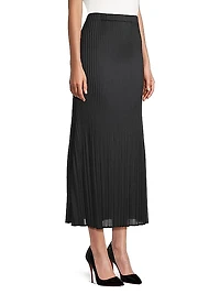 Pleated Crepe De Chine Maxi Skirt