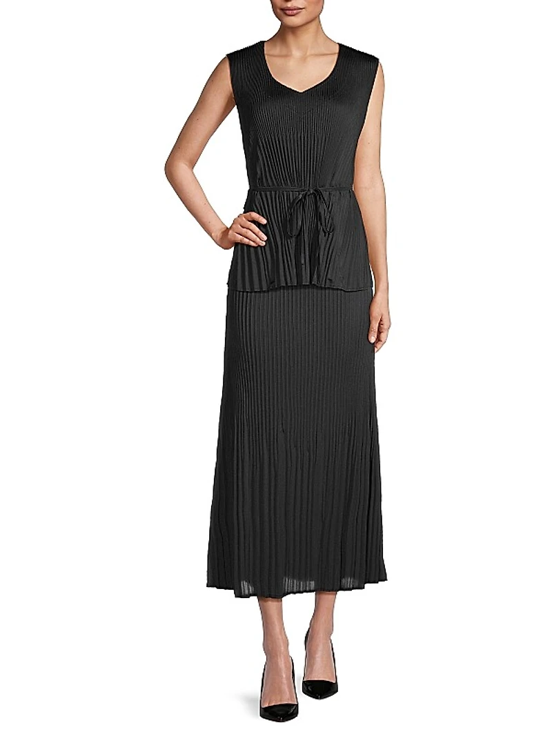 Pleated Crepe De Chine Maxi Skirt