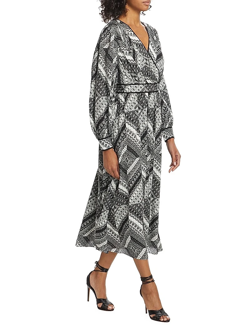 The Caelan Printed Silk Midi-Dress
