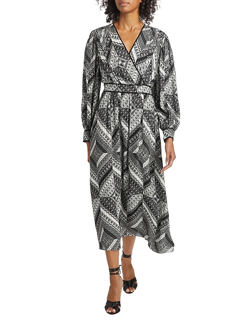 The Caelan Printed Silk Midi-Dress