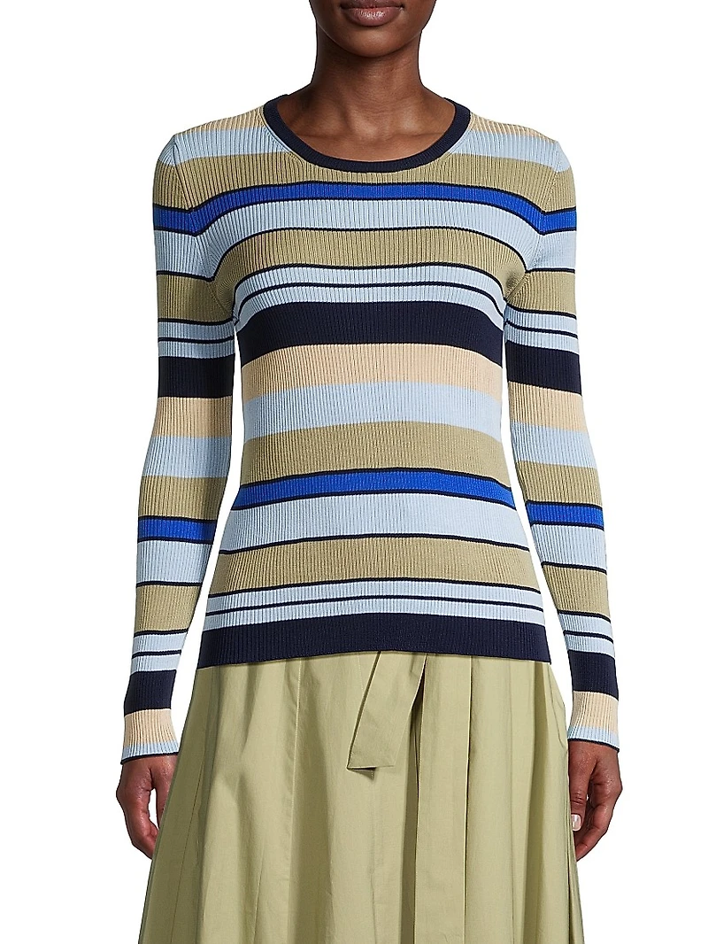 Striped Cotton Rib-Knit Sweater
