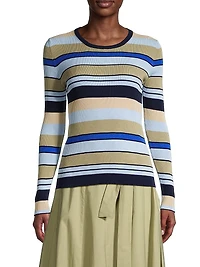 Striped Cotton Rib-Knit Sweater