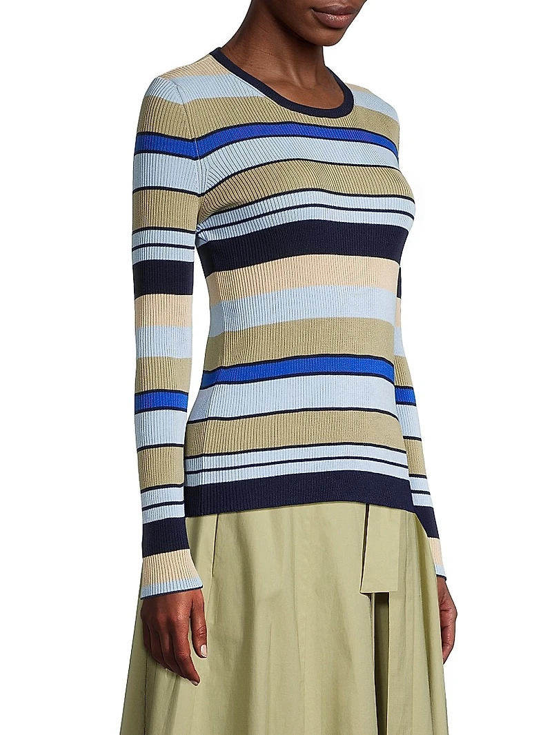 Striped Cotton Rib-Knit Sweater