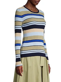 Striped Cotton Rib-Knit Sweater