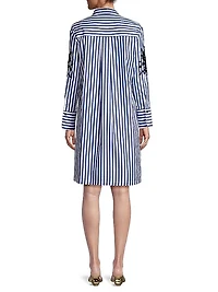 Embroidered Striped Shirtdress