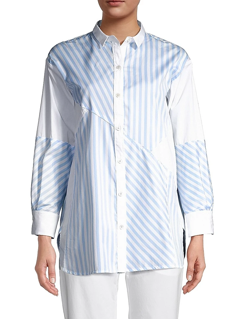 Colorblock Stripe Poplin Shirt