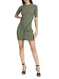 Gilly Lace-Up Ribbed Minidress