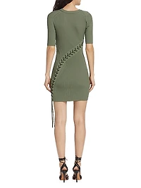 Gilly Lace-Up Ribbed Minidress