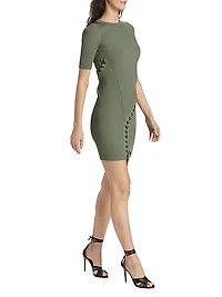 Gilly Lace-Up Ribbed Minidress
