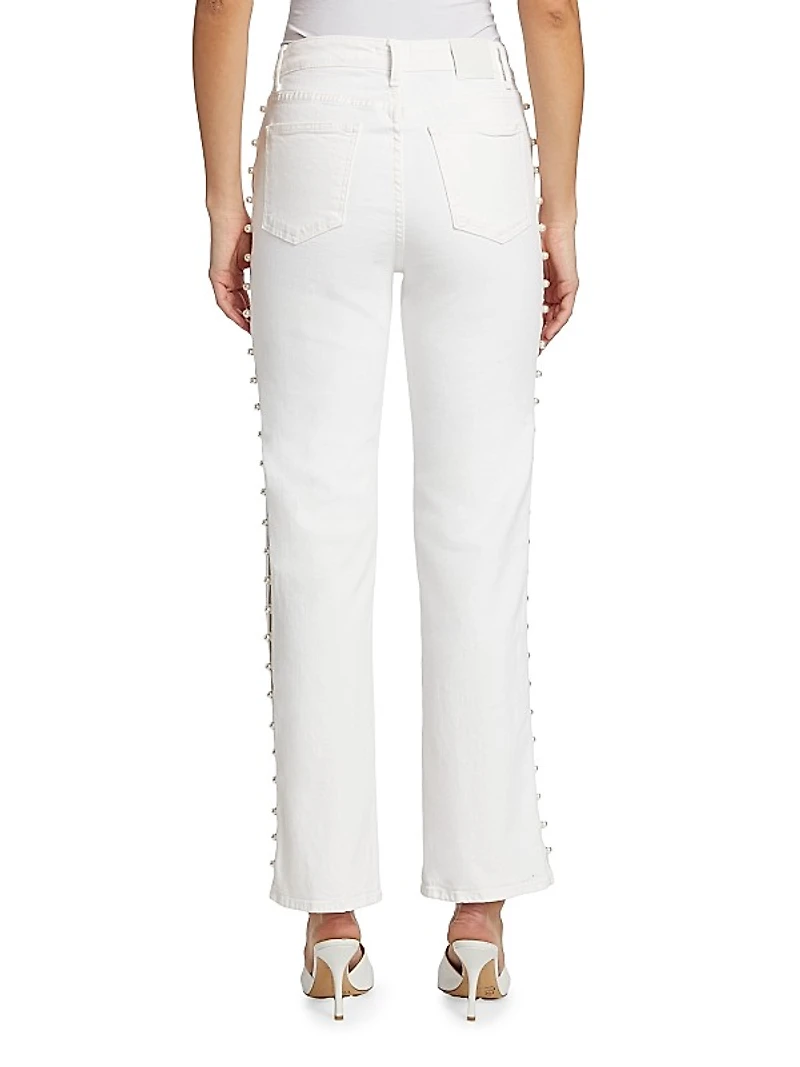 Amelia Faux Pearl-Embellished Jeans