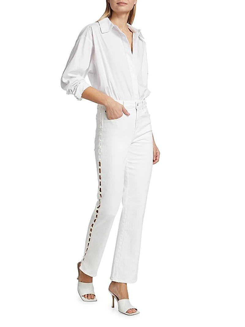 Amelia Faux Pearl-Embellished Jeans