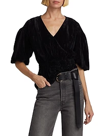The Mona Velvet Smocked Top