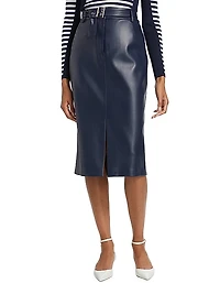 The Kris Belted Faux Leather Skirt