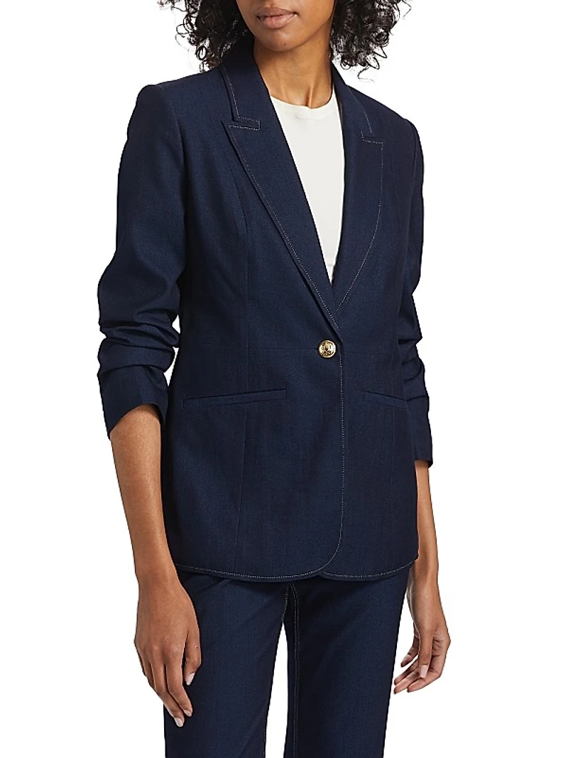 Gavi Twill SIngle-Button Blazer