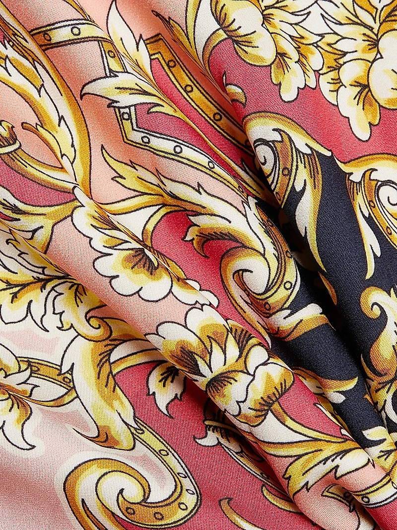 Mila Belted Print Stretch Silk Midi-Dress