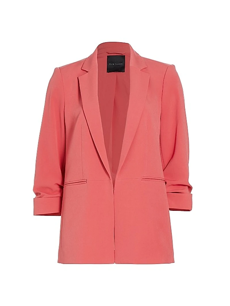 Stella Ruched Open-Front Blazer
