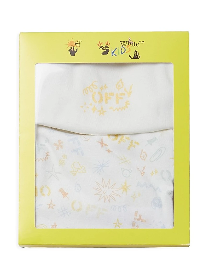 Baby's 2-Piece Logo Doodle Print Bodysuit & Bib Set