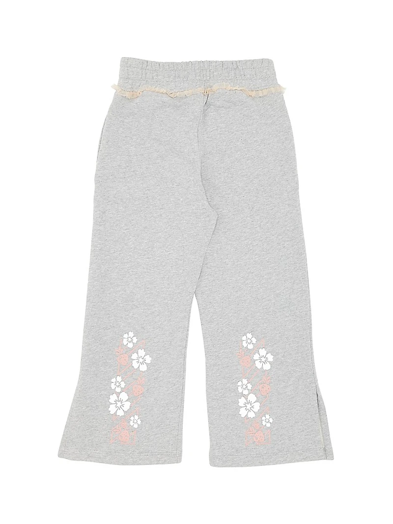 Little Girl's & Lace Wide-Leg Sweatpants