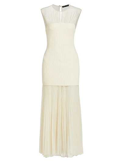 Mixed-Media Floor-Length Dress