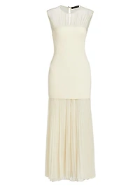 Mixed-Media Floor-Length Dress