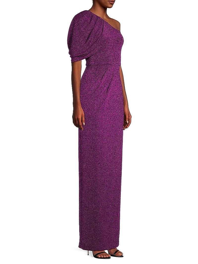 Egan Metallic One-Shoulder Gown