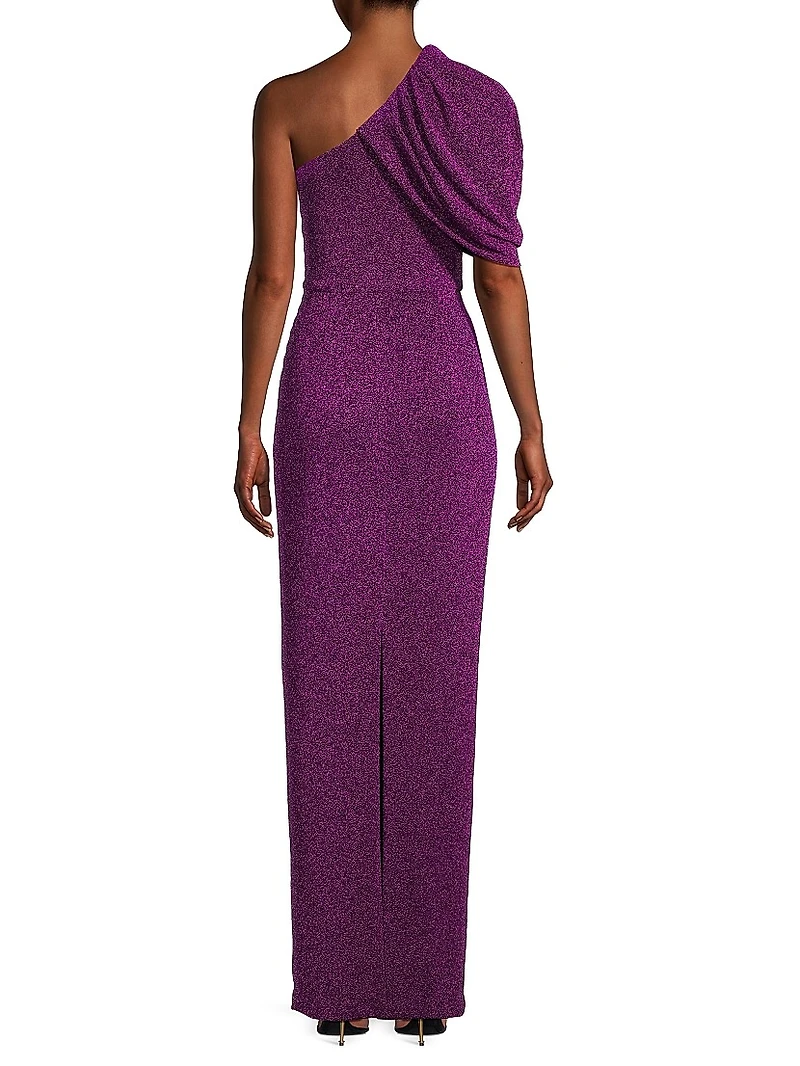 Egan Metallic One-Shoulder Gown