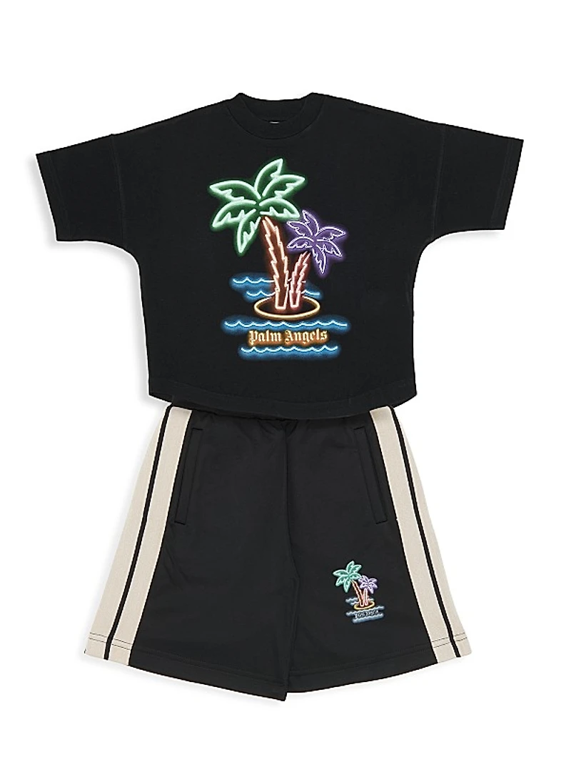 Little Boy's & Boy's Neon Palms Track Shorts