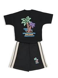 Little Boy's & Boy's Neon Palms Track Shorts