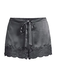 Lace-Trim Silk Shorts