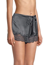 Lace-Trim Silk Shorts
