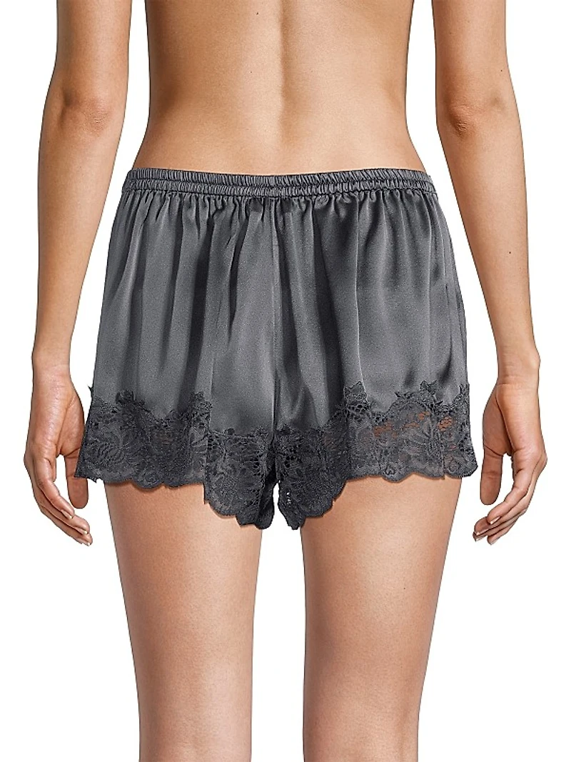 Lace-Trim Silk Shorts