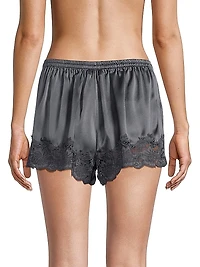 Lace-Trim Silk Shorts