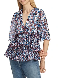 Tiered Printed Georgette Blouse