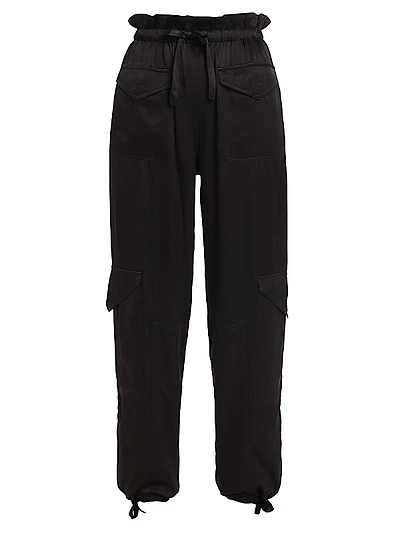 Washed Satin Cargo Pants